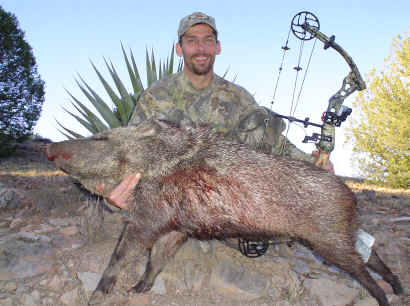 Jack McDermott from Pennsylvania with a huge javelina sow taken archery style