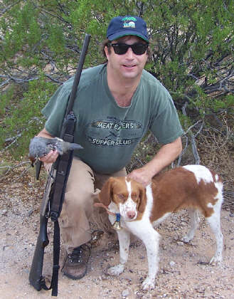 Guide Mike Cross with bird dog