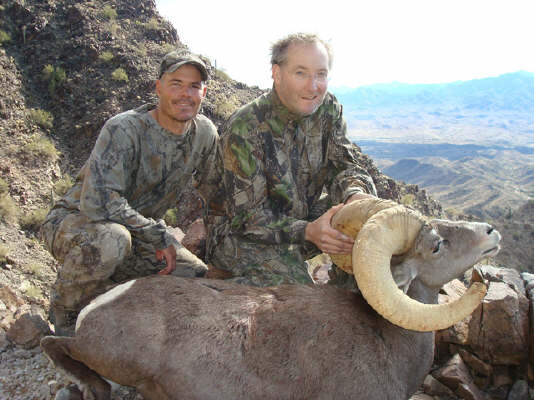 desert sheep guide Pat Feldt and hunter Brian Vaughn